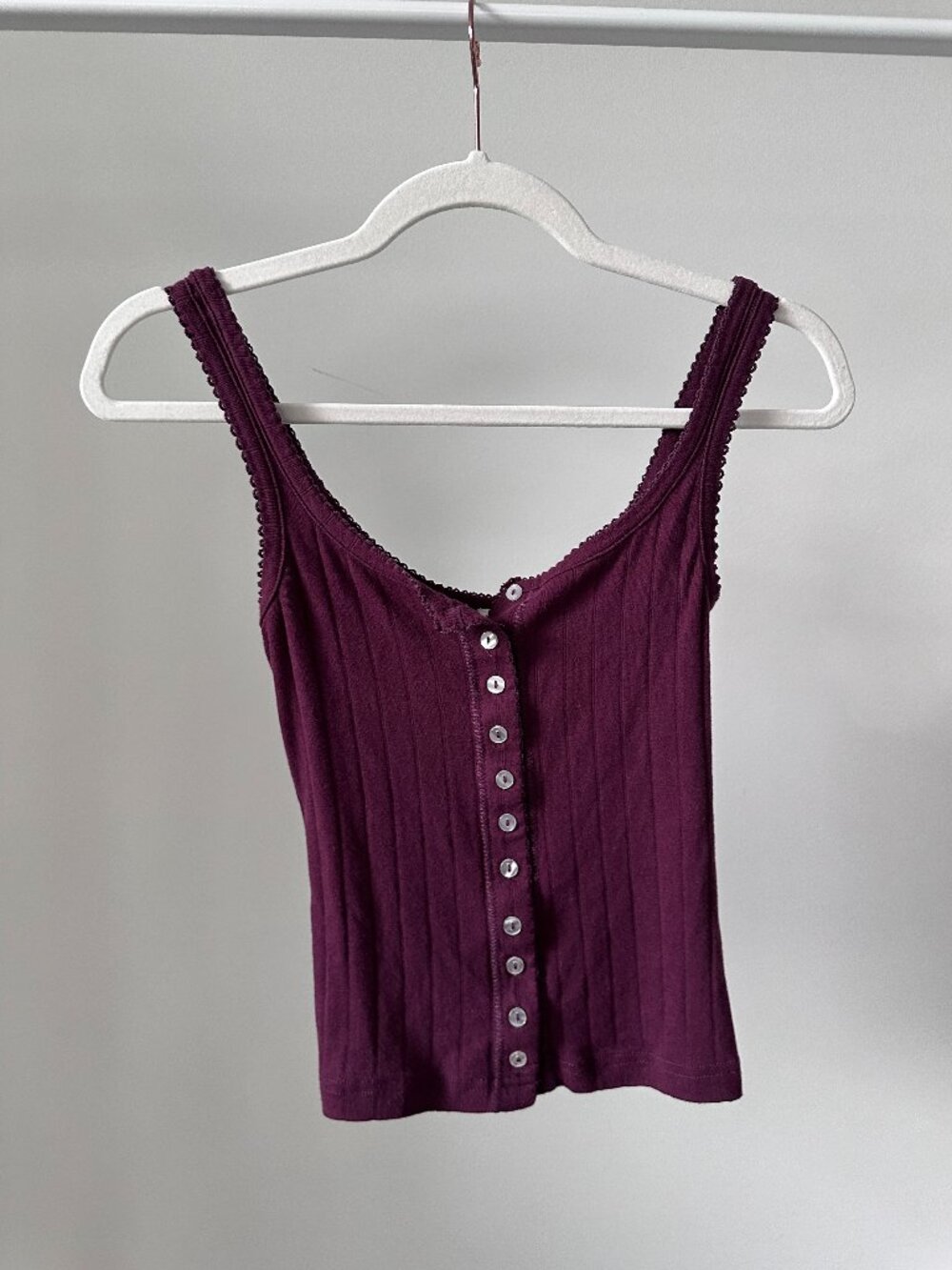 Free People Intimately End Game Pointelle Tank Maroon Small Worn Once